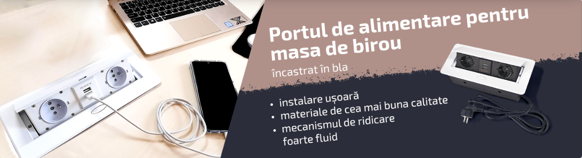 Portul de alimentare pentru masa de birou